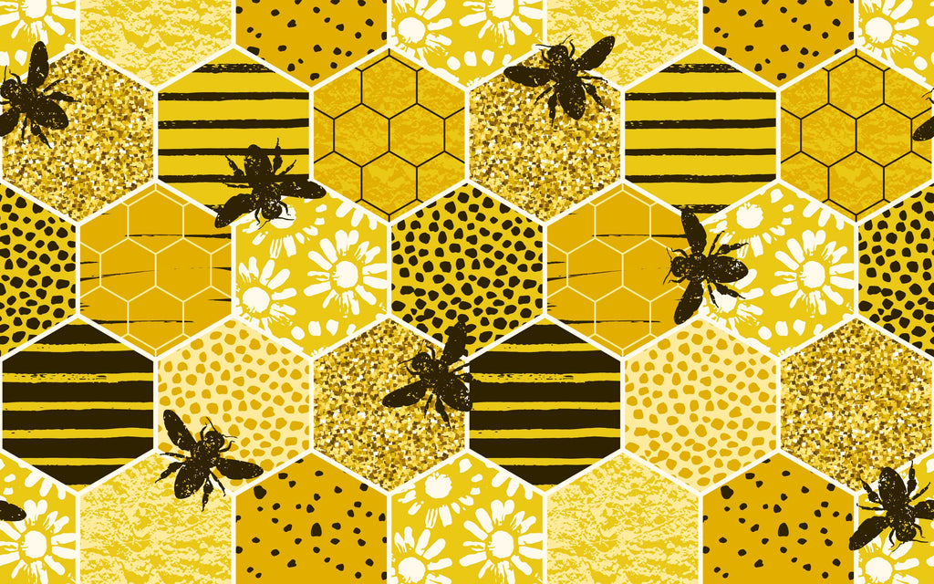 Détail du motif du papier peint panoramique Nid d'abeille