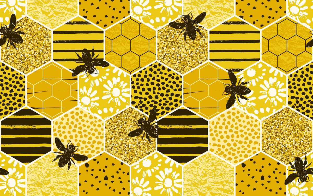 Détail du motif du papier peint panoramique Nid d'abeille