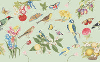 Détail du motif du papier peint panoramique Oiseaux et fruits