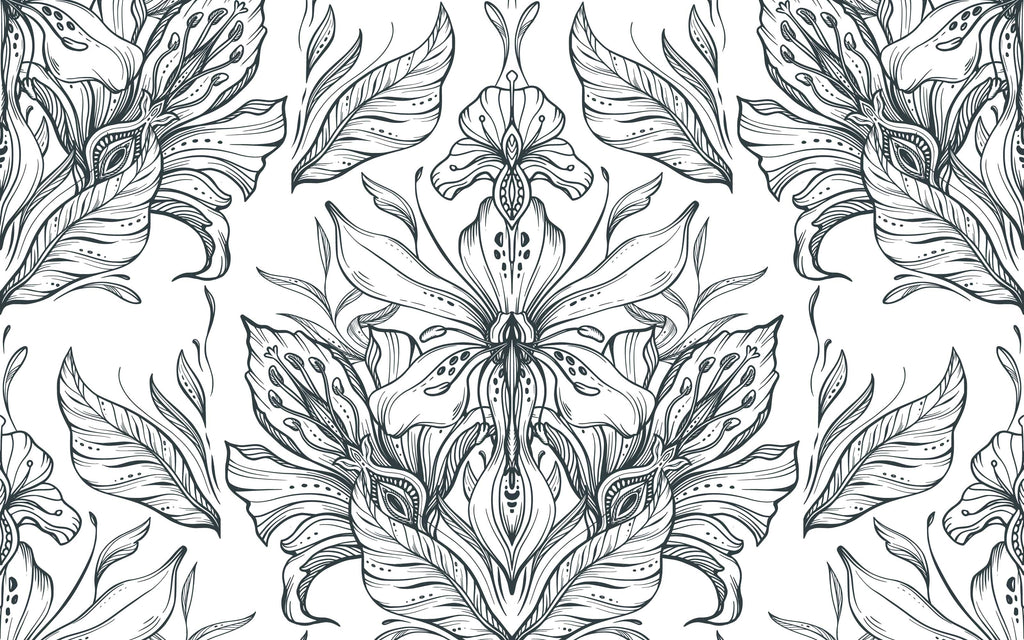 Détail du motif du papier peint panoramique Ornements floraux