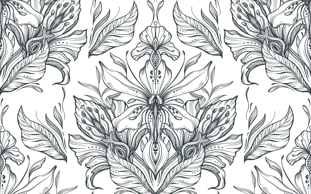 Détail du motif du papier peint panoramique Ornements floraux