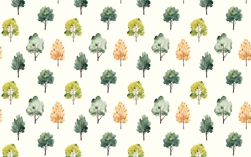 Détail du motif du papier peint panoramique Petits arbres