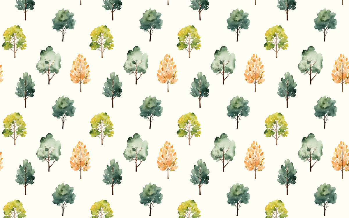 Détail du motif du papier peint panoramique Petits arbres