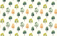 Détail du motif du papier peint panoramique Petits arbres