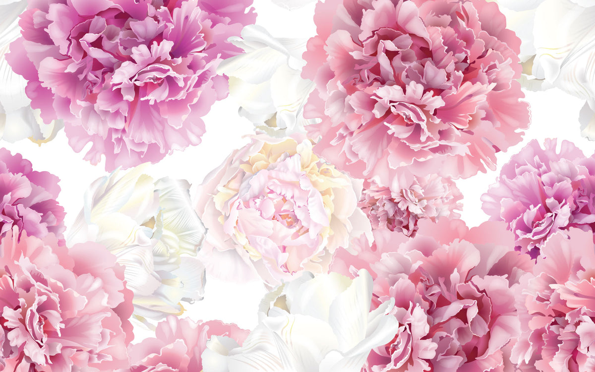Détail du motif du papier peint panoramique Pivoines