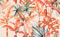 Détail du motif du papier peint panoramique Feuillage tropical